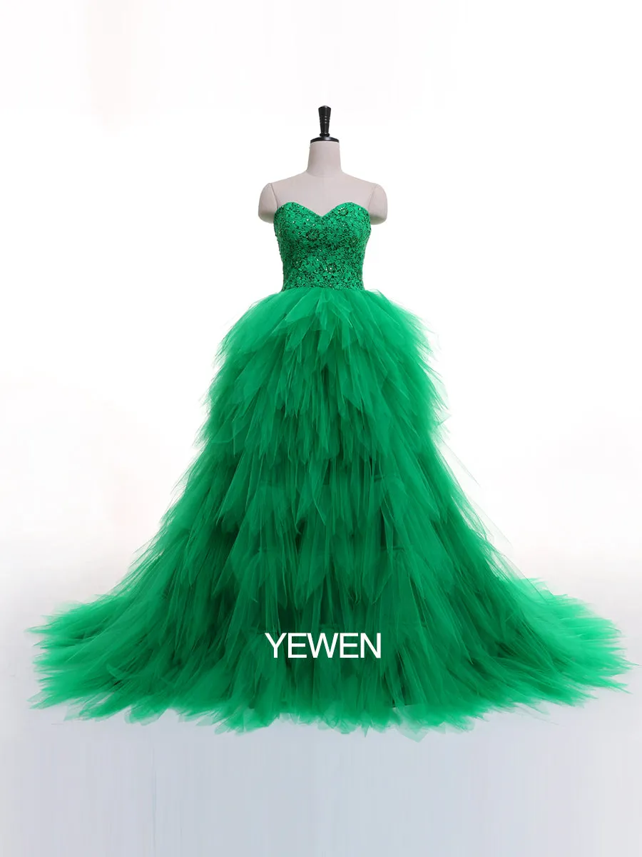 Strapless Embroidered Backless Ruffles Photo Shoot Dress