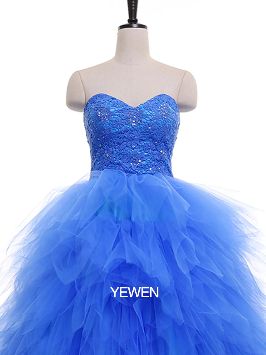 Strapless Embroidered Backless Ruffles Photo Shoot Dress