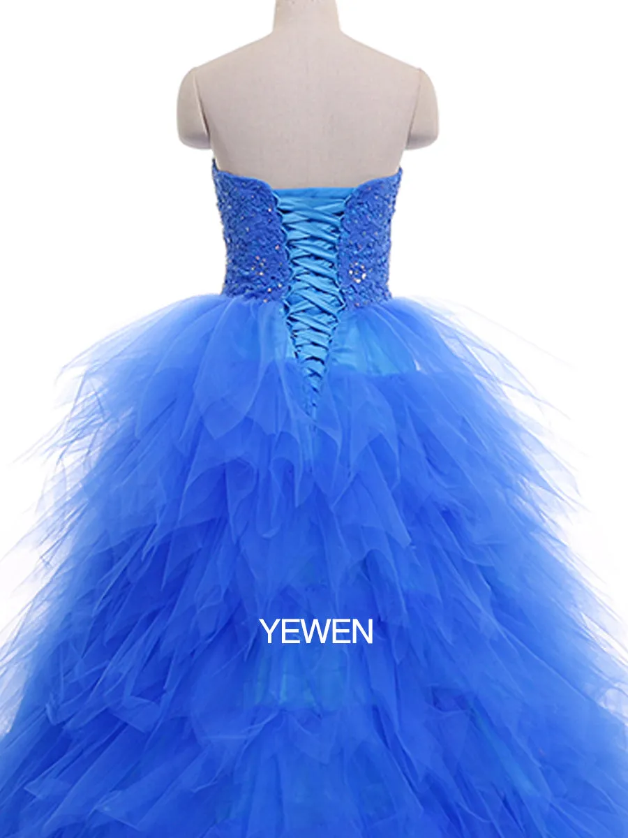 Strapless Embroidered Backless Ruffles Photo Shoot Dress