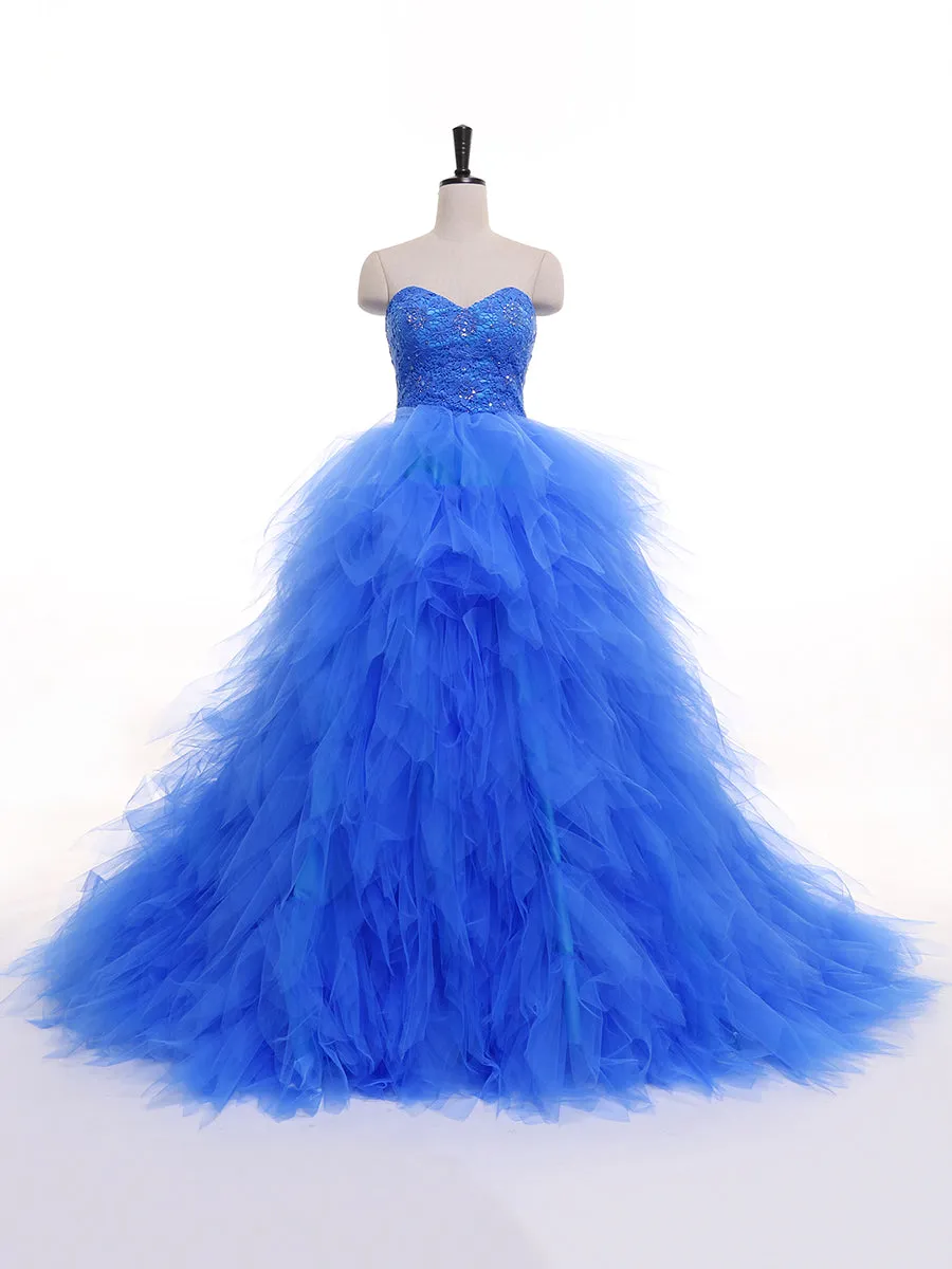 Strapless Embroidered Backless Ruffles Photo Shoot Dress