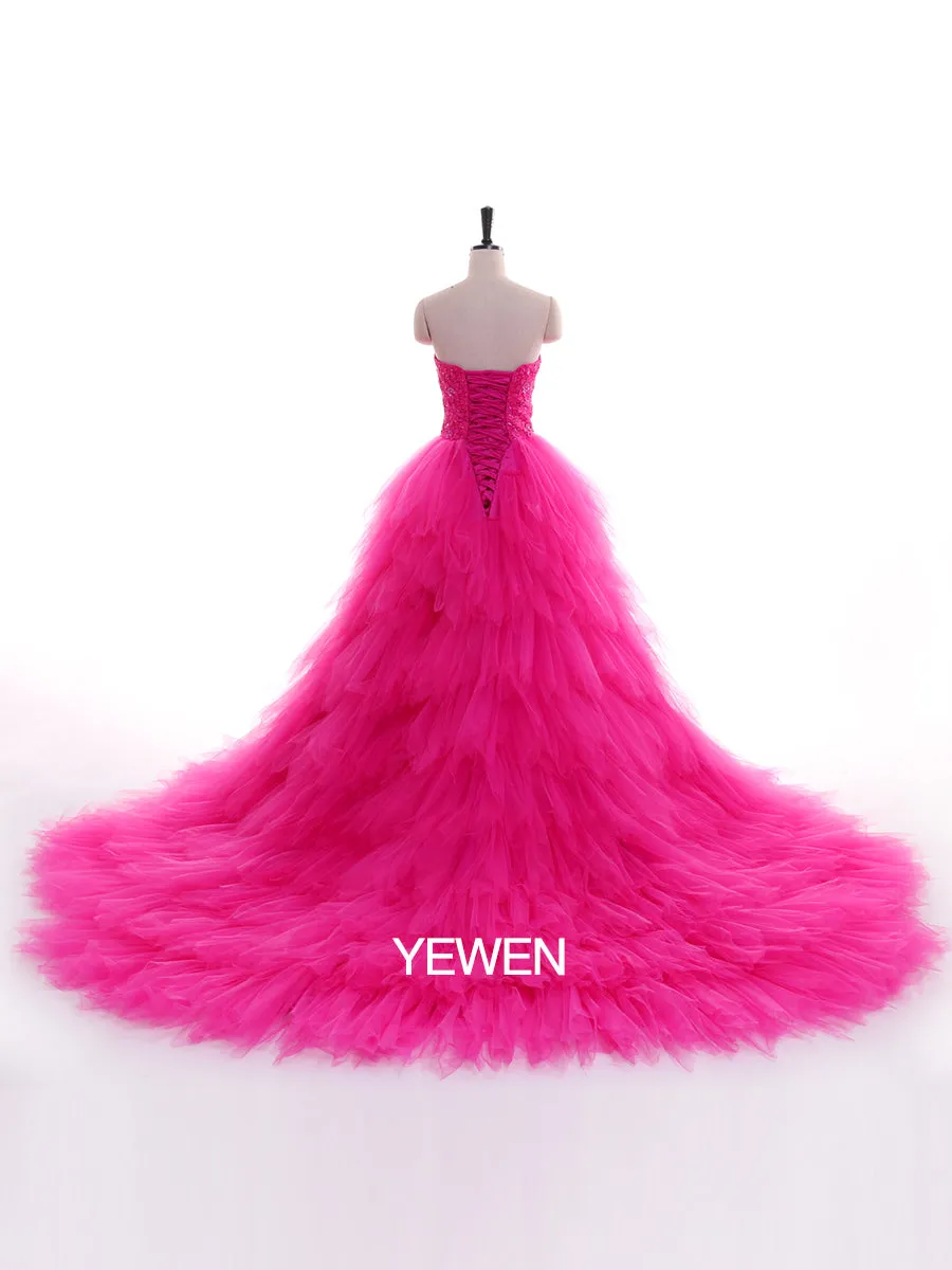 Strapless Embroidered Backless Ruffles Photo Shoot Dress