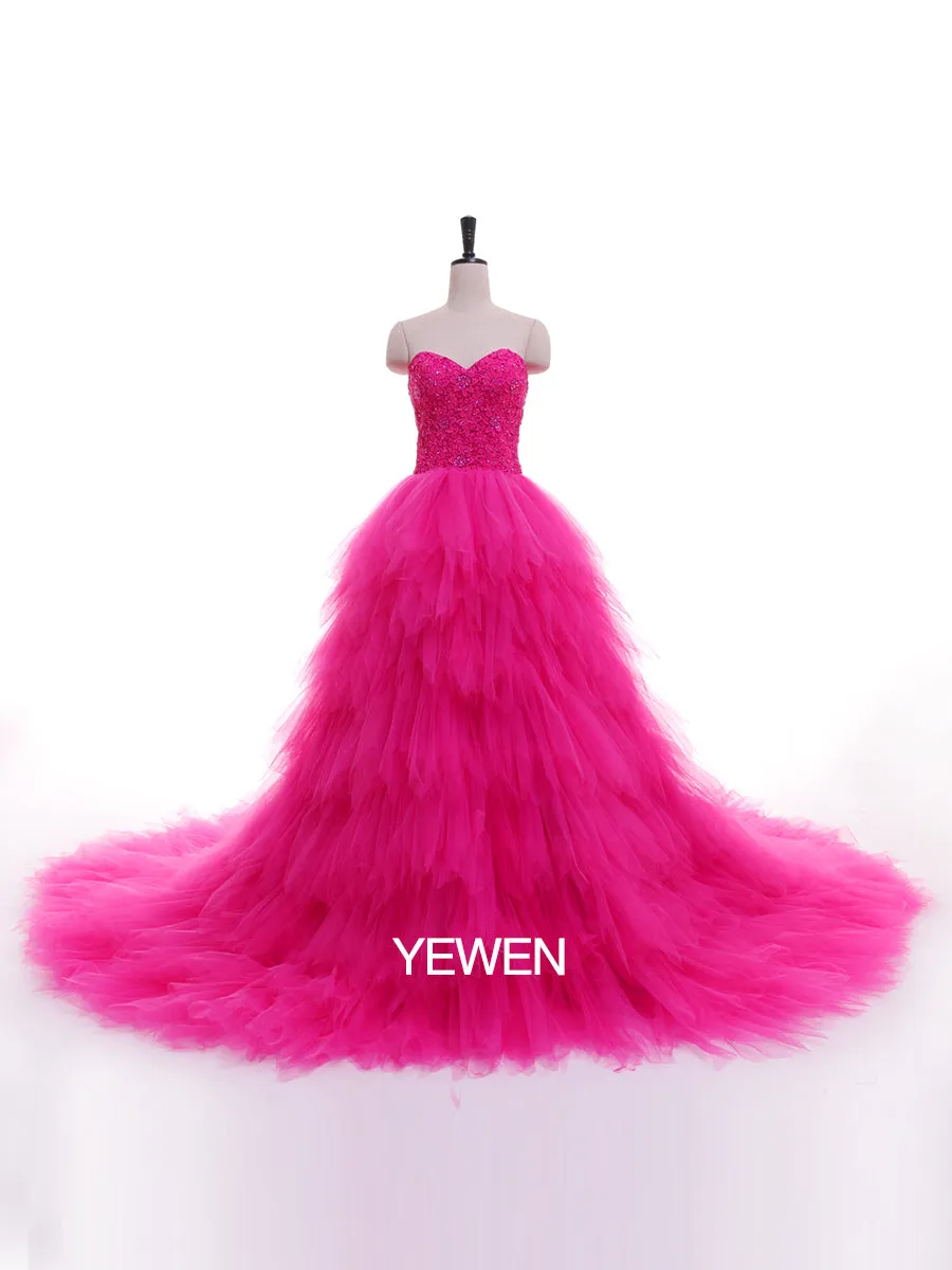 Strapless Embroidered Backless Ruffles Photo Shoot Dress