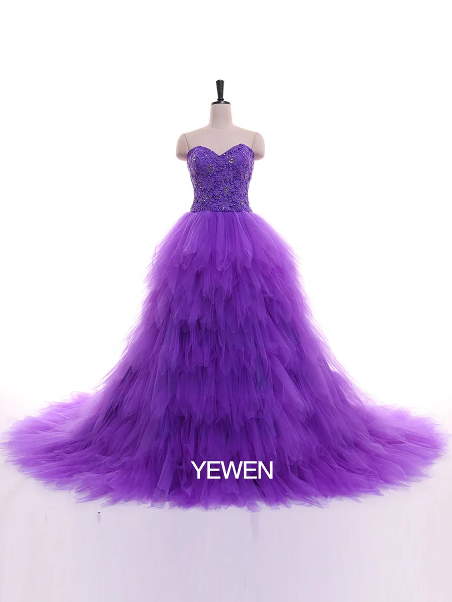 Strapless Embroidered Backless Ruffles Photo Shoot Dress