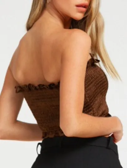 Strapless Frill Hem Bandeau Top
