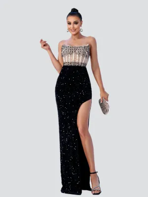 Strapless Split Corset Formal Dress RJ11988