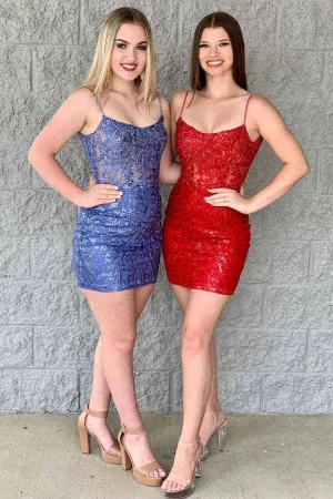 Straps Fitted Short Homecoming Dresses with Sheer Lace Bodice