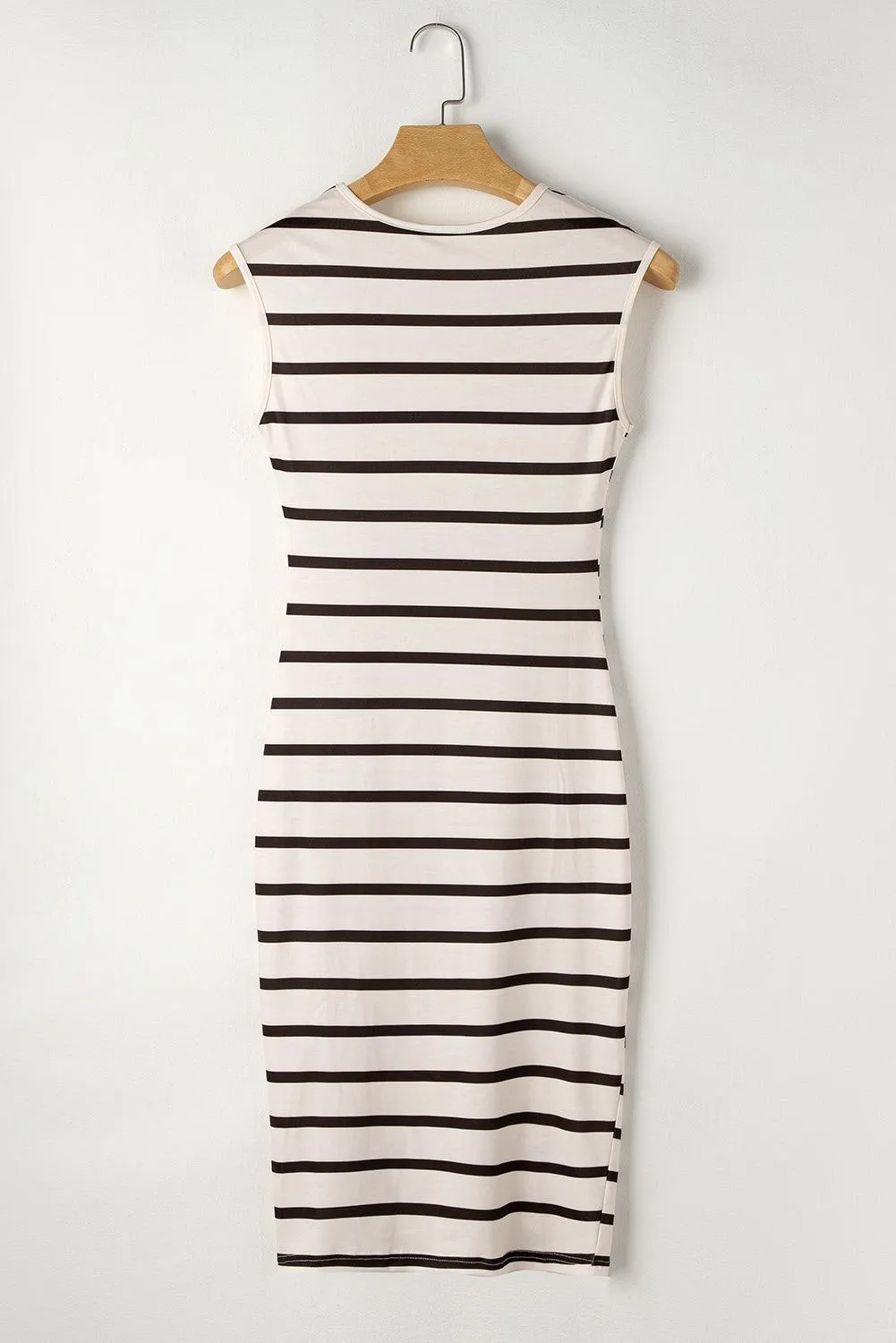 Stripe Twist Side Split Midi Dress