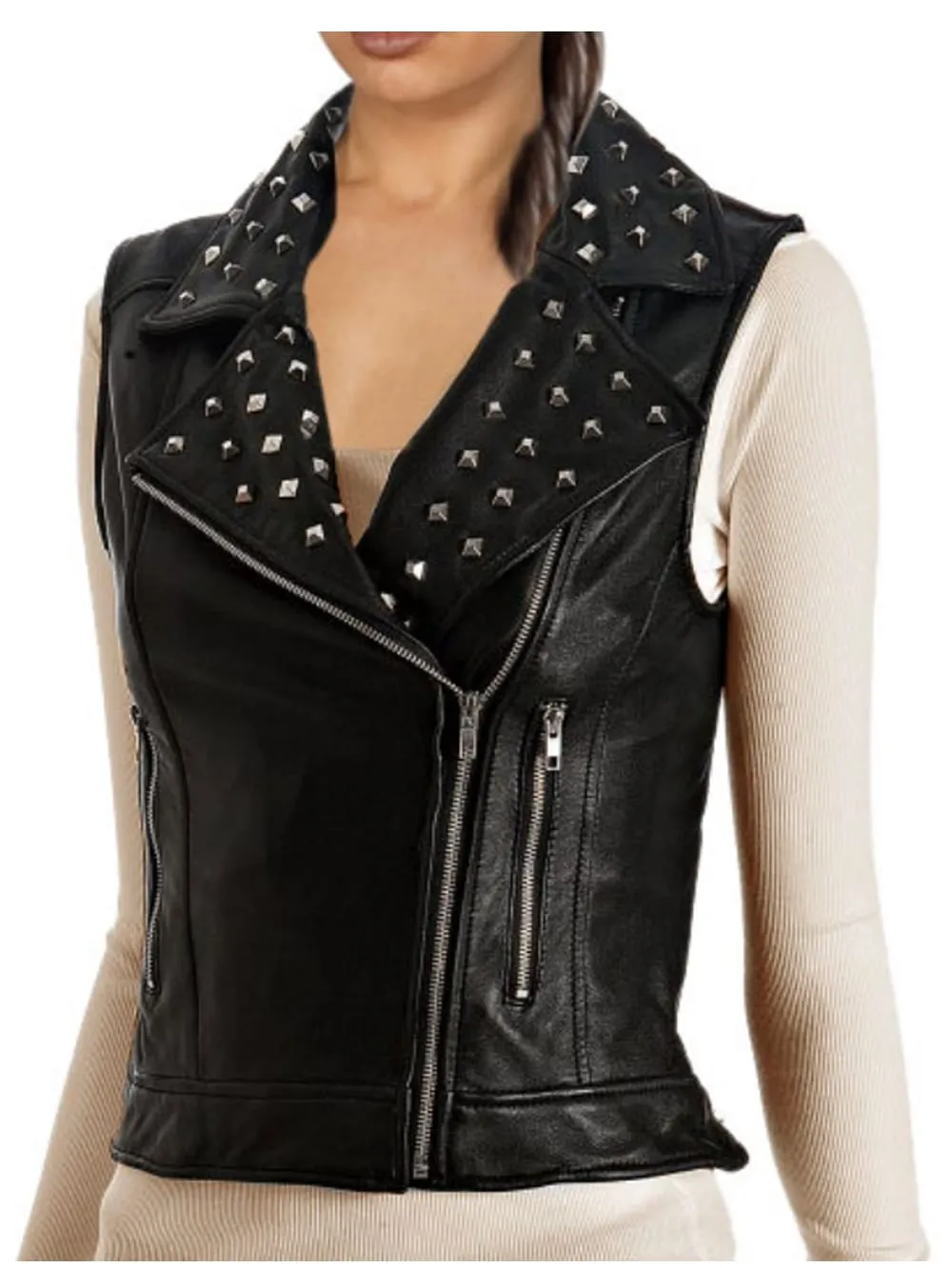 Studded Elegance Leather Vest