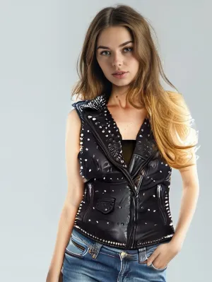 Studded Moto Leather Rider Vest