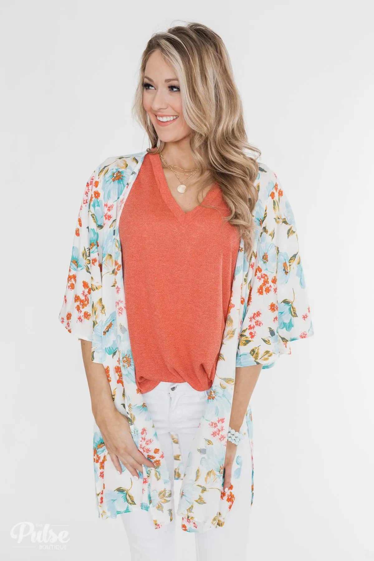 Sunshine In My Soul Floral Kimono- Ivory