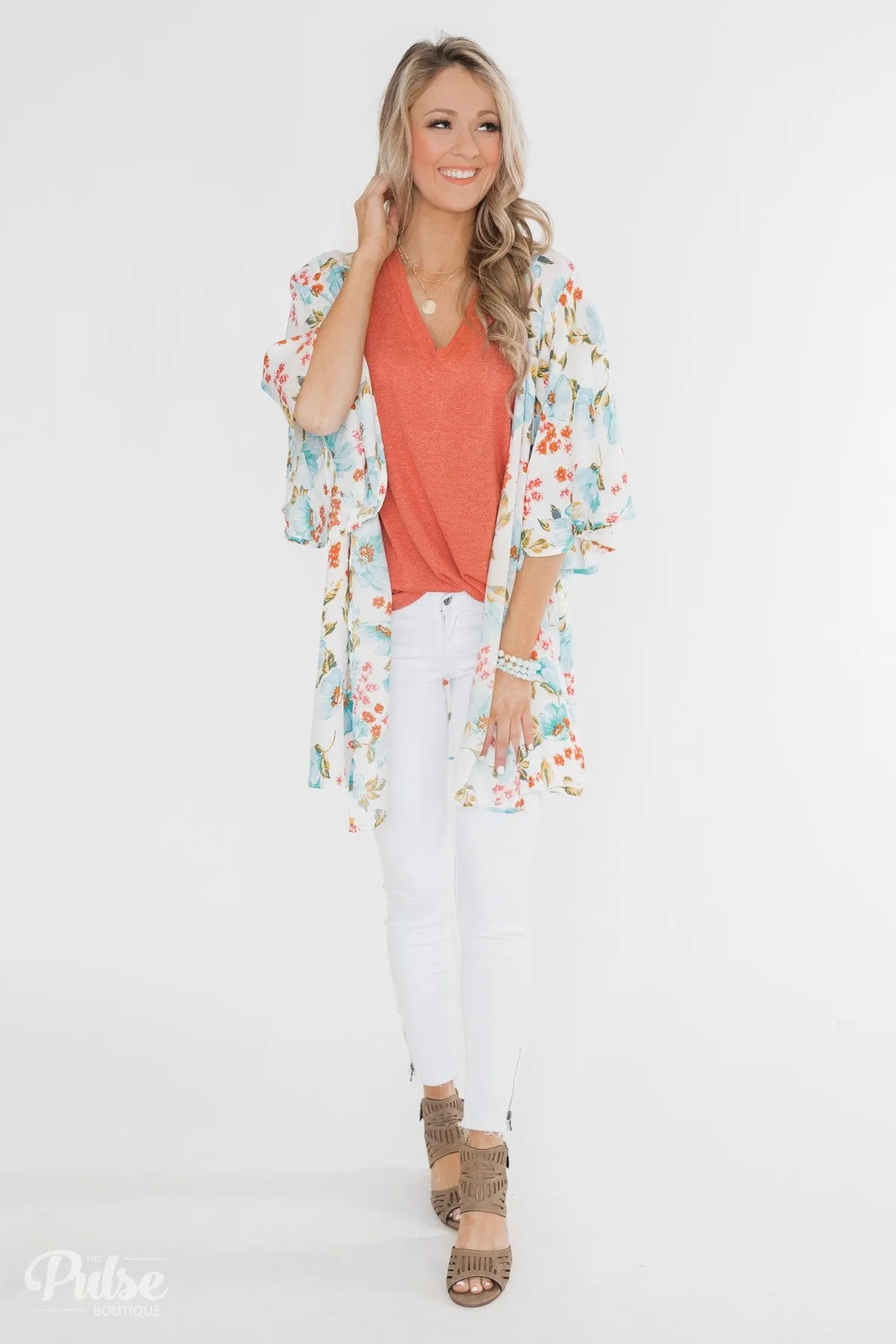 Sunshine In My Soul Floral Kimono- Ivory
