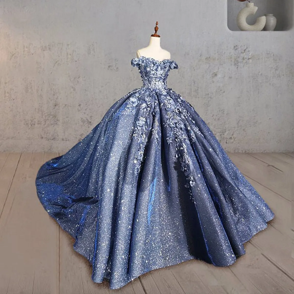Sweetheart A-line Off-the-shoulder Quinceanera Dresses with 3D Flower and Pearls