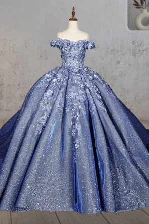 Sweetheart A-line Off-the-shoulder Quinceanera Dresses with 3D Flower and Pearls