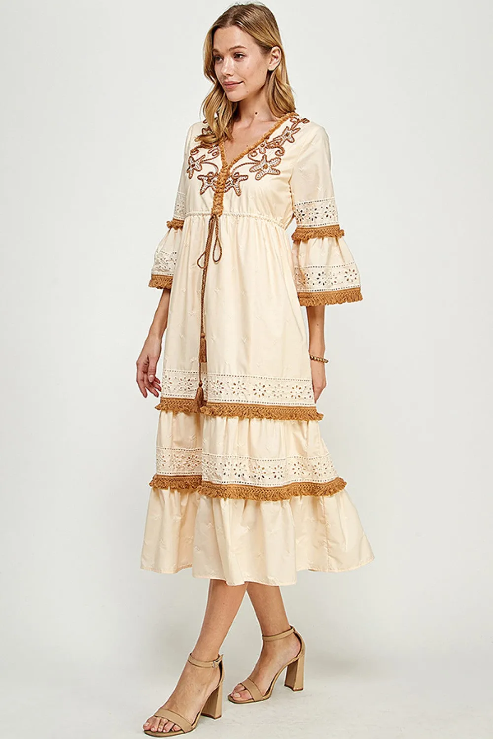 Tassel Trimmed  Midi Dress
