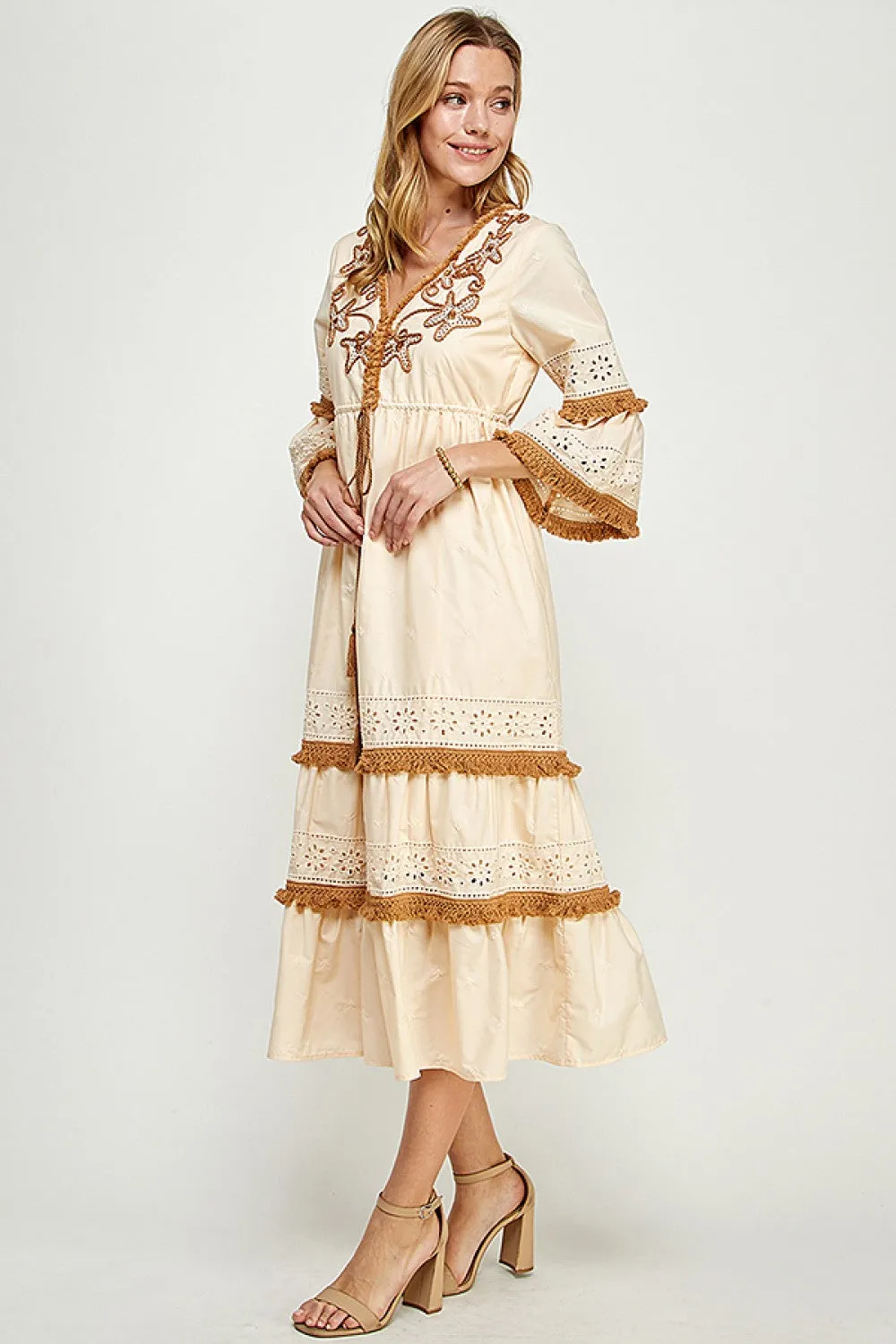 Tassel Trimmed  Midi Dress