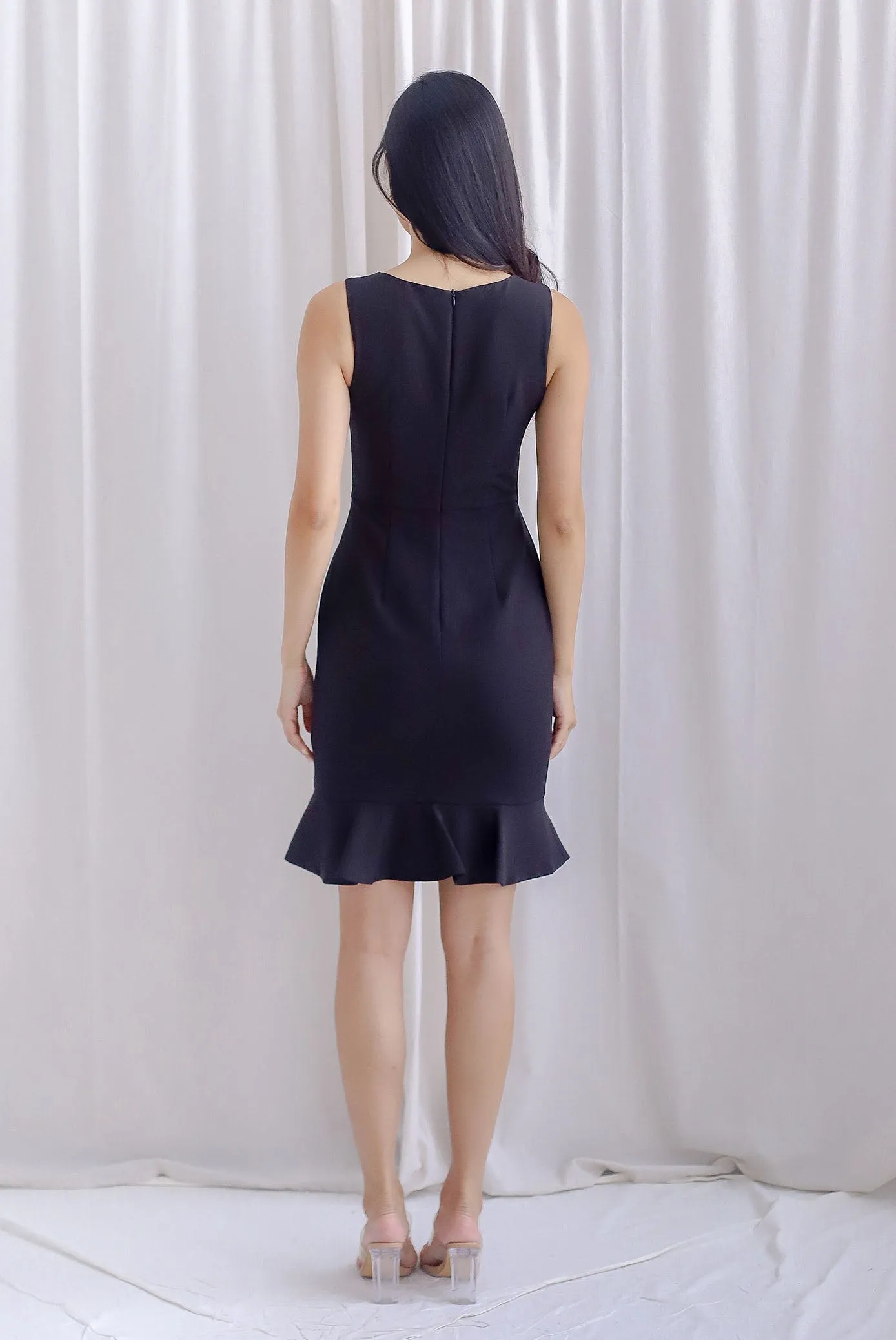 TDC Balthana Stacked Hem Mermaid Dress In Black