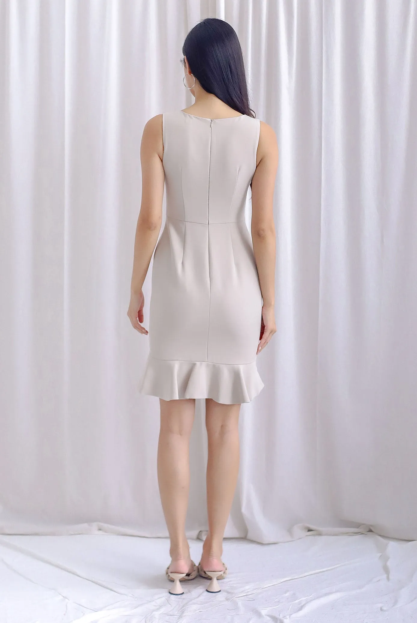 TDC Balthana Stacked Hem Mermaid Dress In Ivoy