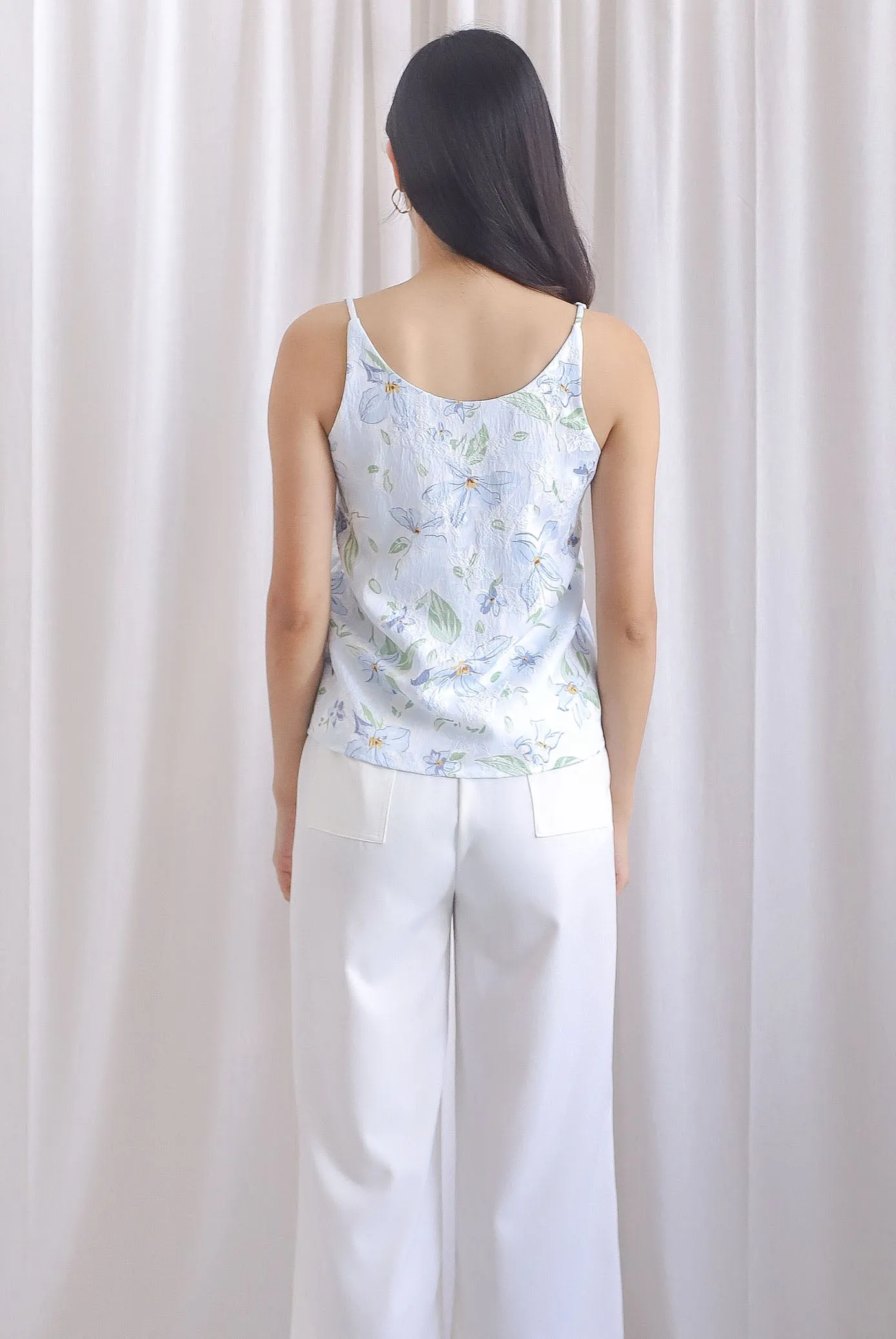 TDC Christian Two Way Top In Blue Emboss