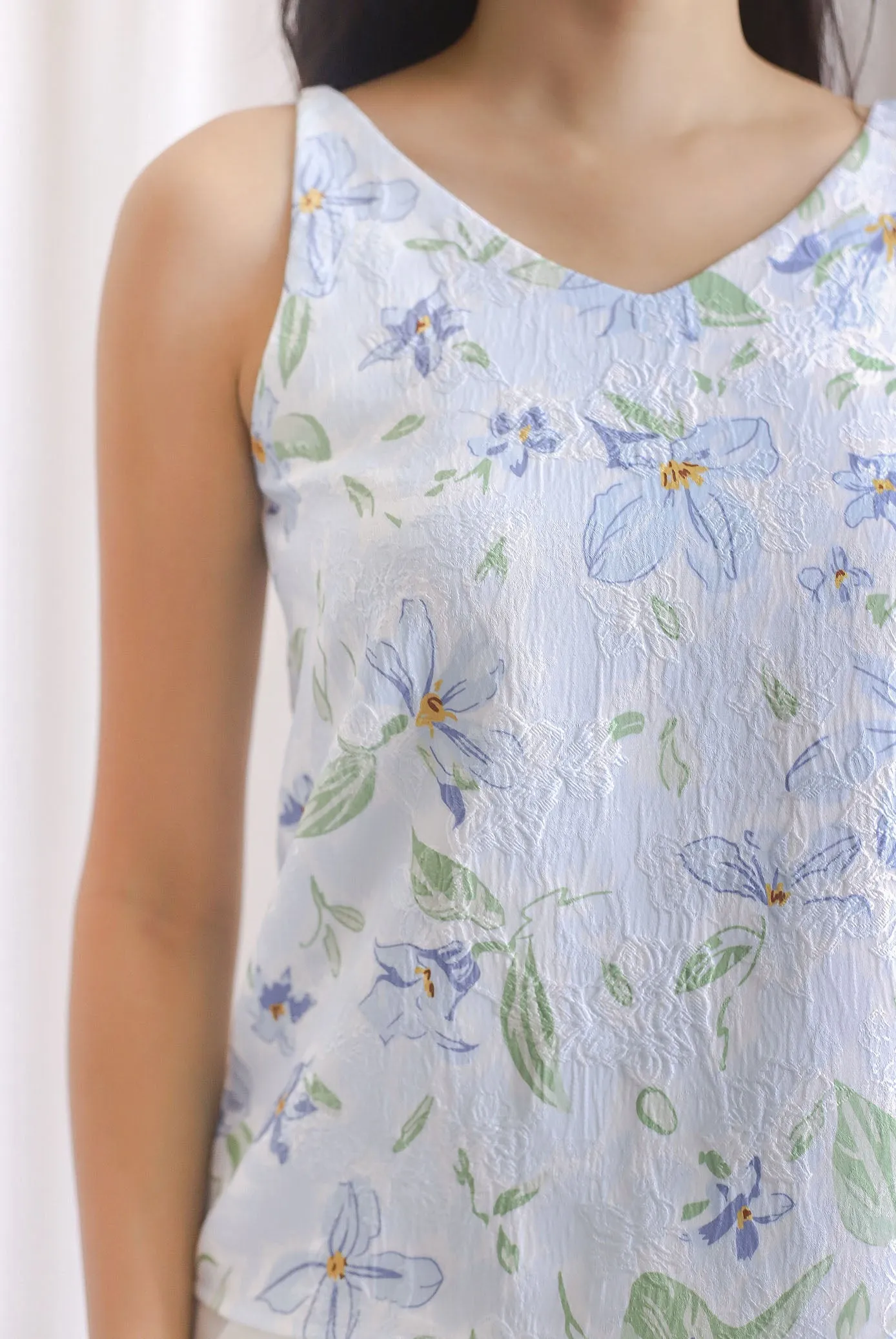 TDC Christian Two Way Top In Blue Emboss