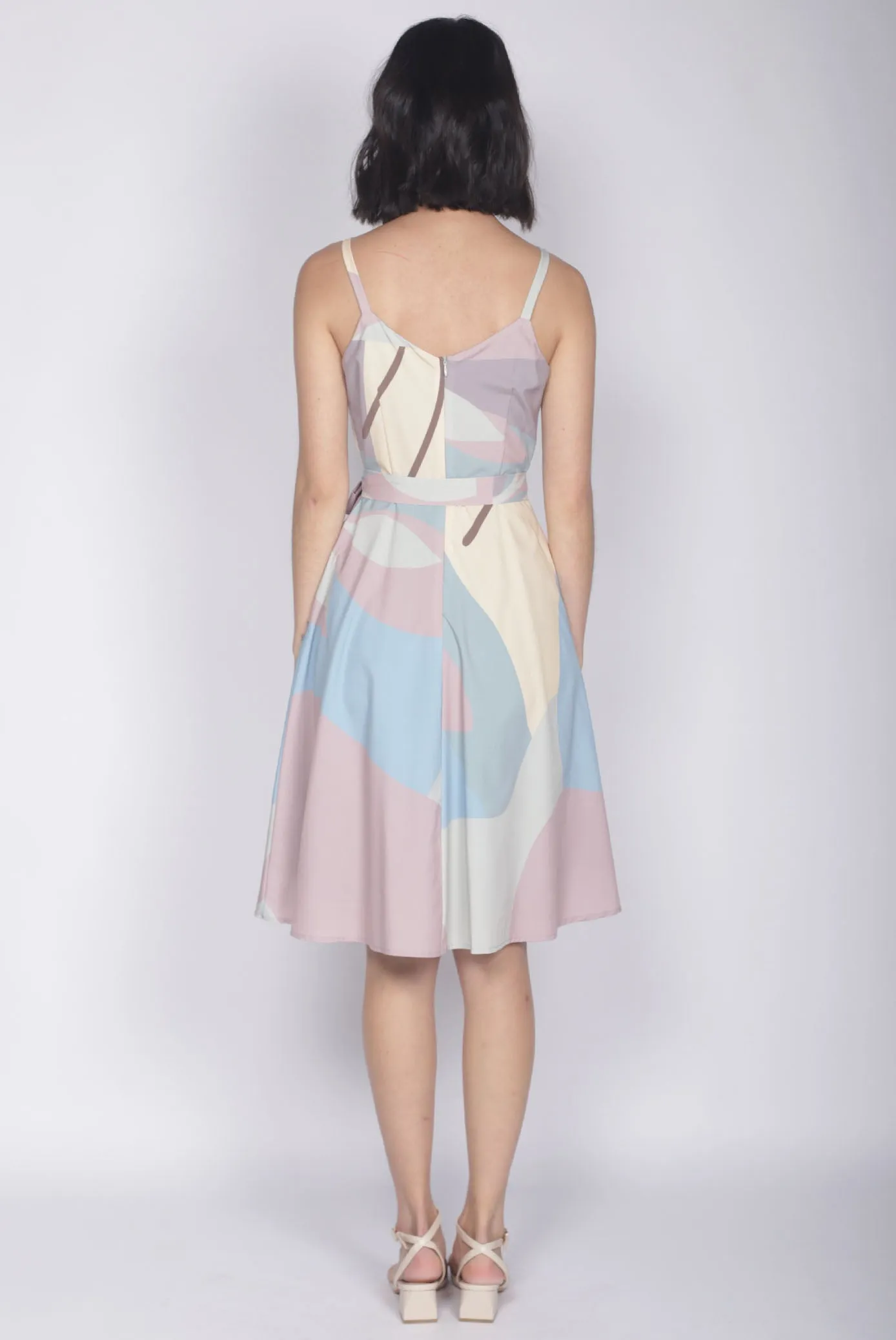 TDC Lettie Leafy Abstract Flare Dress In Pastel