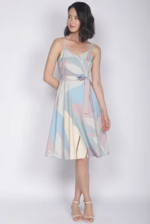 TDC Lettie Leafy Abstract Flare Dress In Pastel