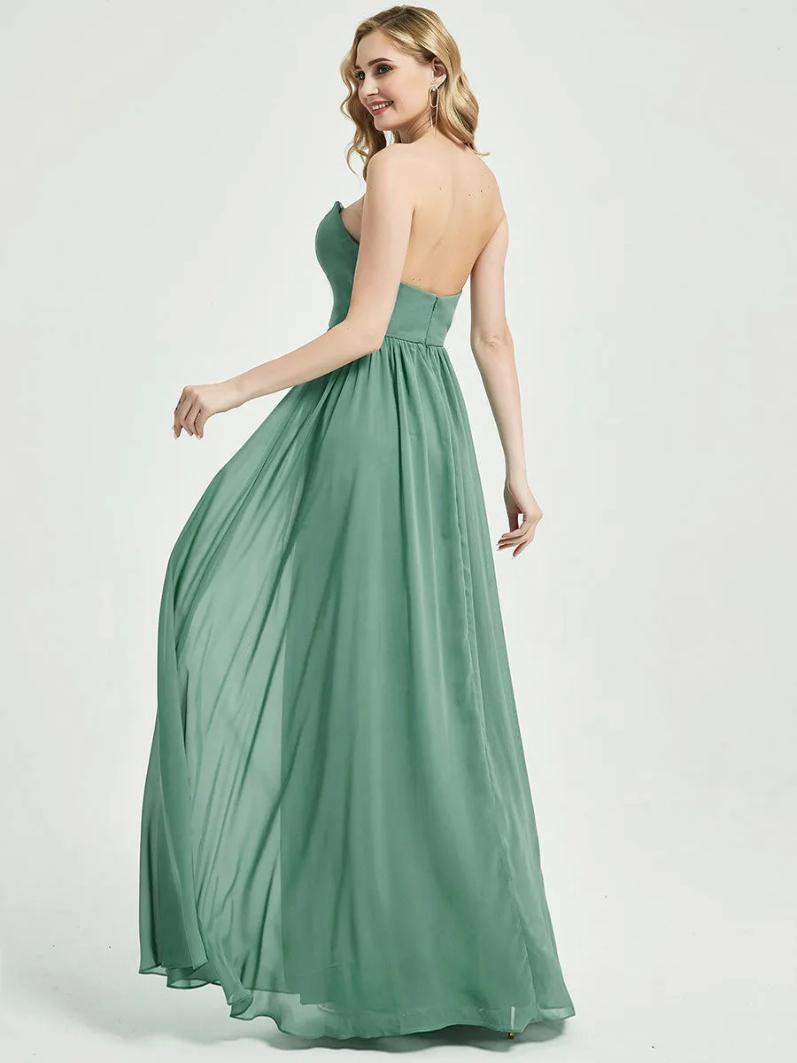 Teal 3 In 1 Detachable Straps Convertible Chiffon Bridesmaid Dress