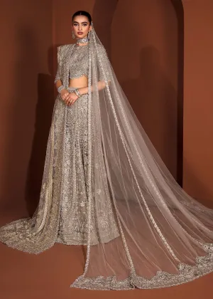 Teal Grey Lehenga Choli Dupatta Pakistani Bridal Dress