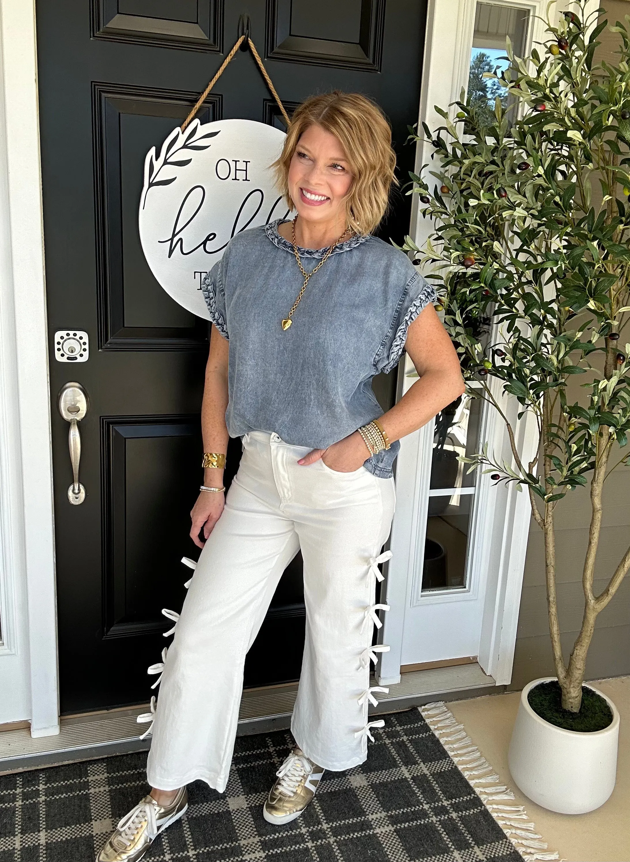 The Madelyn Braided Top | Blue Denim