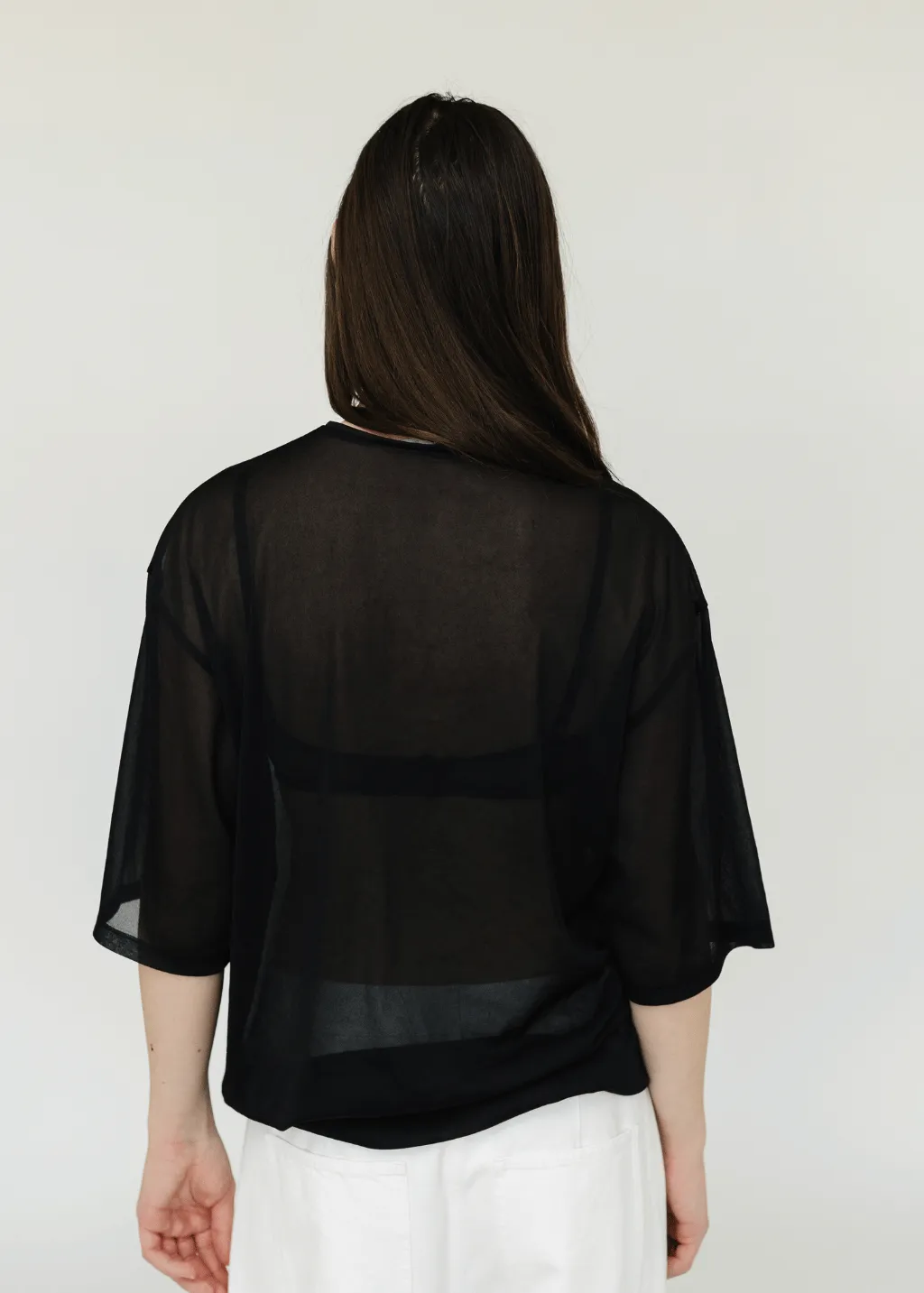 Tibi Sheer Gauze Easy T in Black