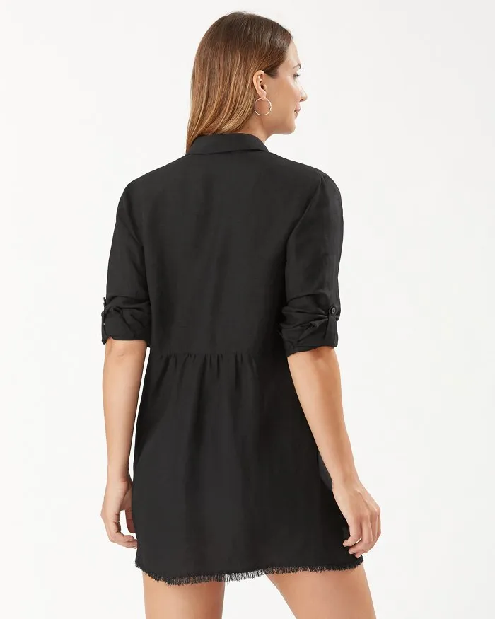 Tommy Bahama St Lucia Boyfriend Shirt Coverup - Black