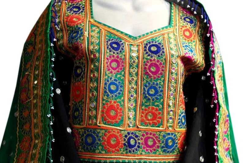 Traditional Afghan Bridal Hand Embroidered Black Dress