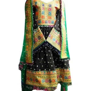 Traditional Afghan Bridal Hand Embroidered Black Dress