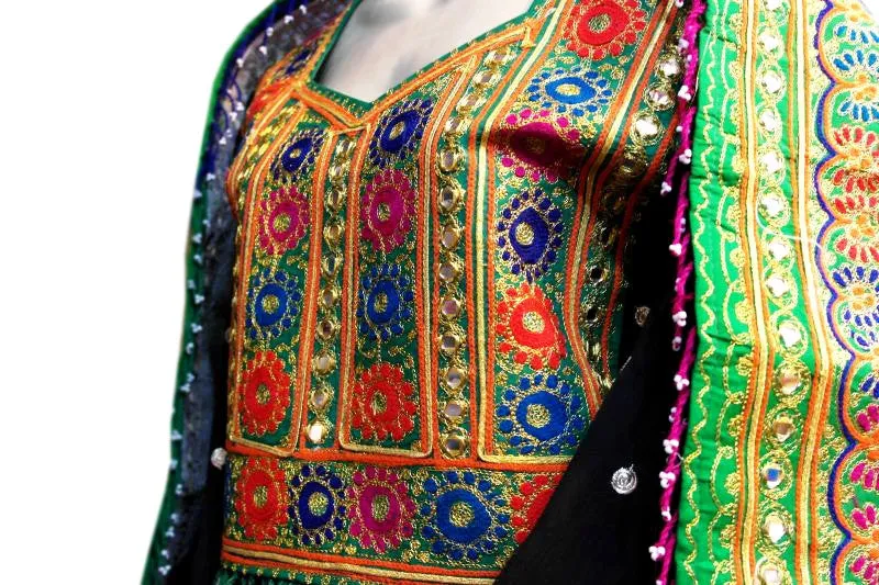 Traditional Afghan Bridal Hand Embroidered Black Dress