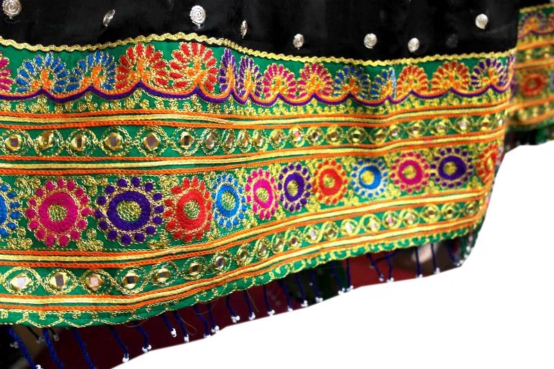 Traditional Afghan Bridal Hand Embroidered Black Dress