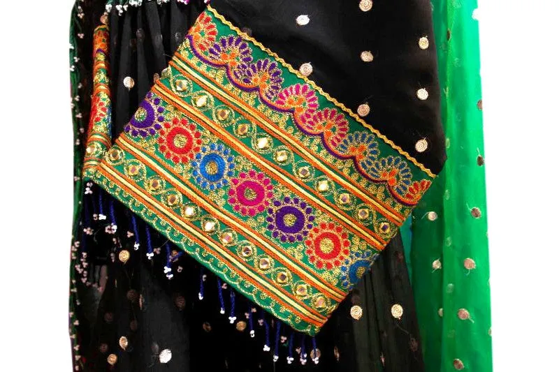 Traditional Afghan Bridal Hand Embroidered Black Dress