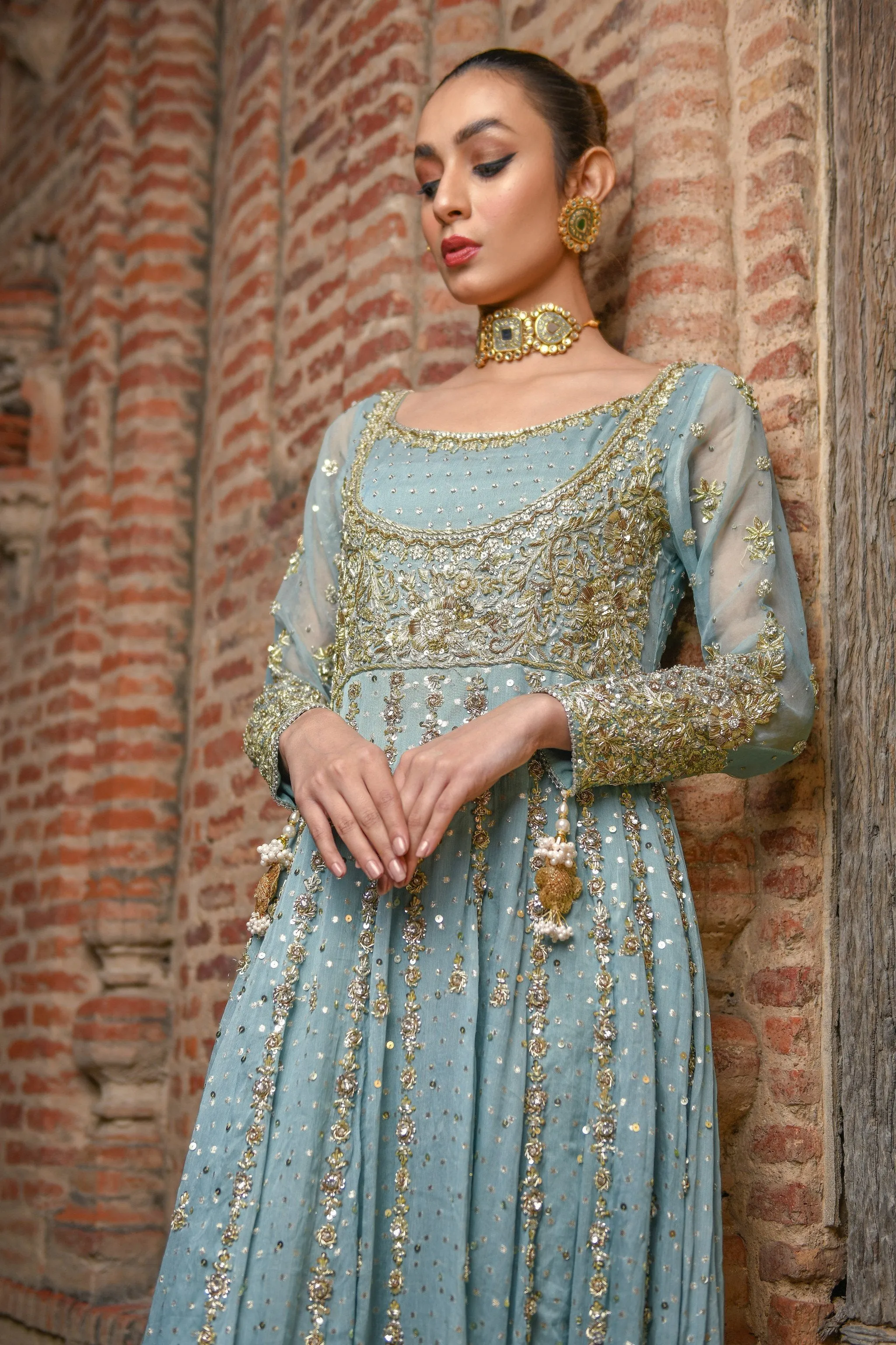 Traditional Anarkali Pishwas with Lehenga Dress #BS718