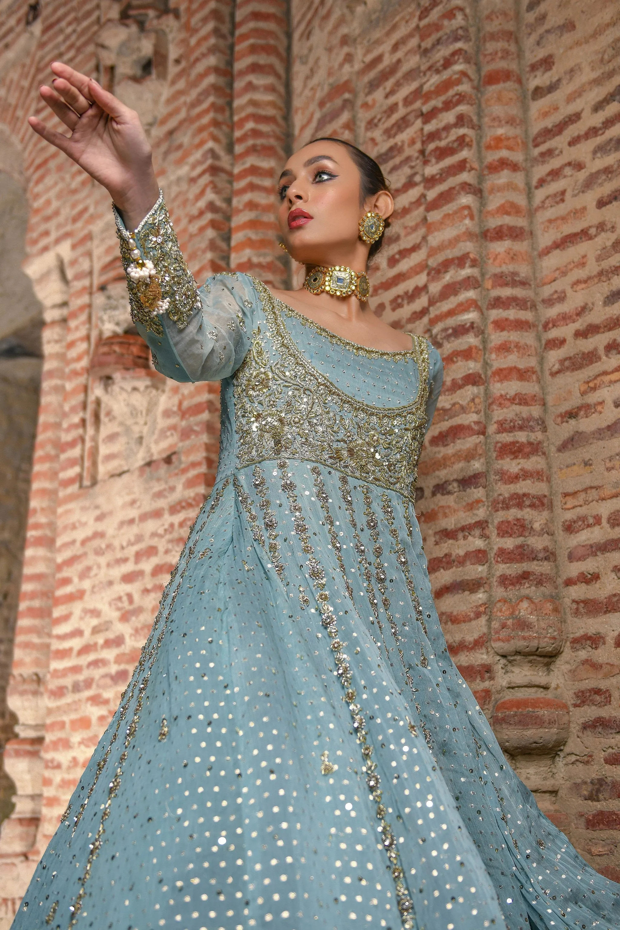 Traditional Anarkali Pishwas with Lehenga Dress #BS718