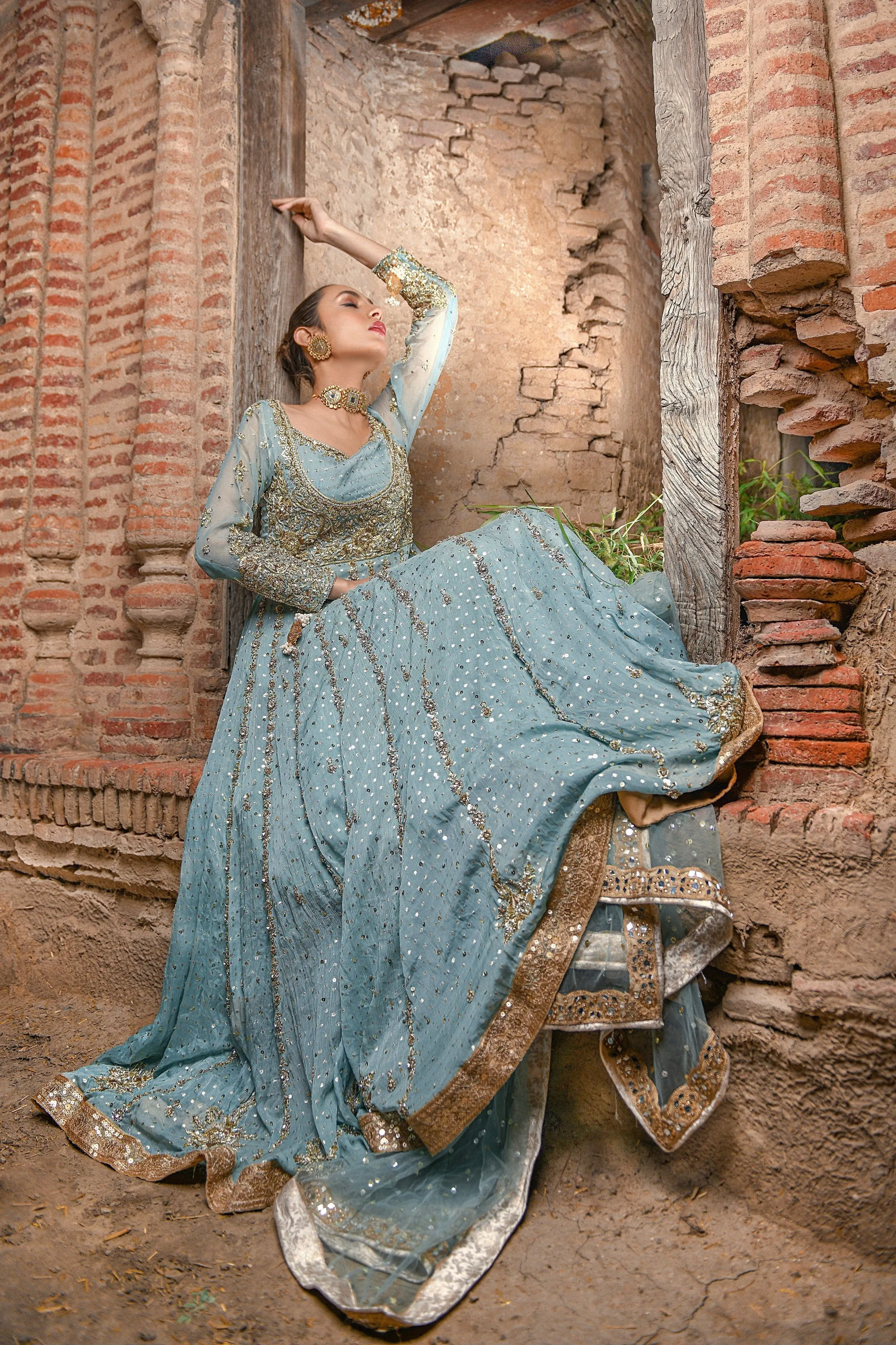 Traditional Anarkali Pishwas with Lehenga Dress #BS718