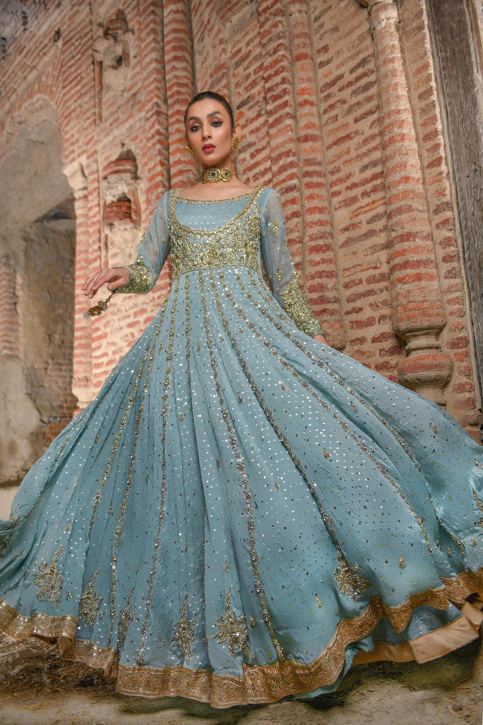 Traditional Anarkali Pishwas with Lehenga Dress #BS718