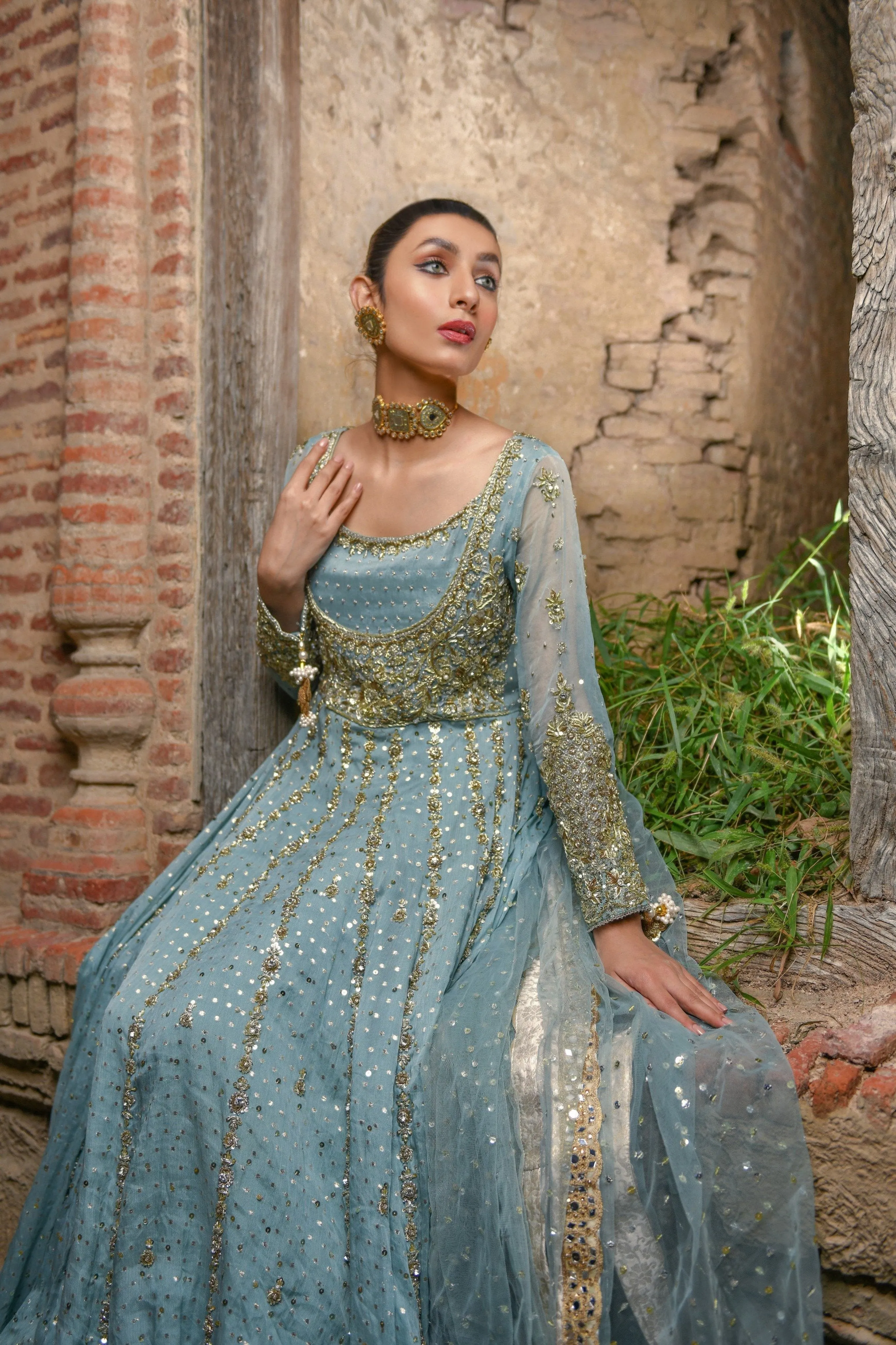 Traditional Anarkali Pishwas with Lehenga Dress #BS718
