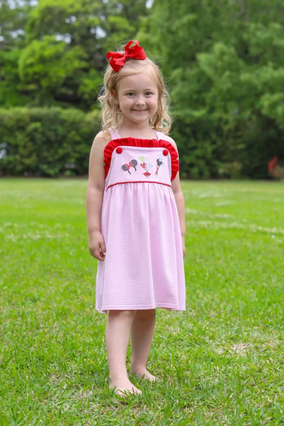 Trotter Street Kids: GIRLS PINK MOUSE EMBROIDERY DRESS