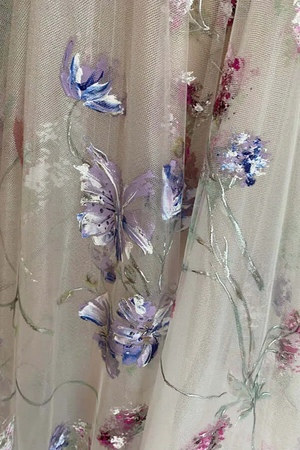 Tulle Lace A-line Colorful Sweetheart Appliqued Prom Dresses, Evening Dress, MP675