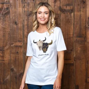 Twin Beaded Skull Regular Crew Tee - Pelican