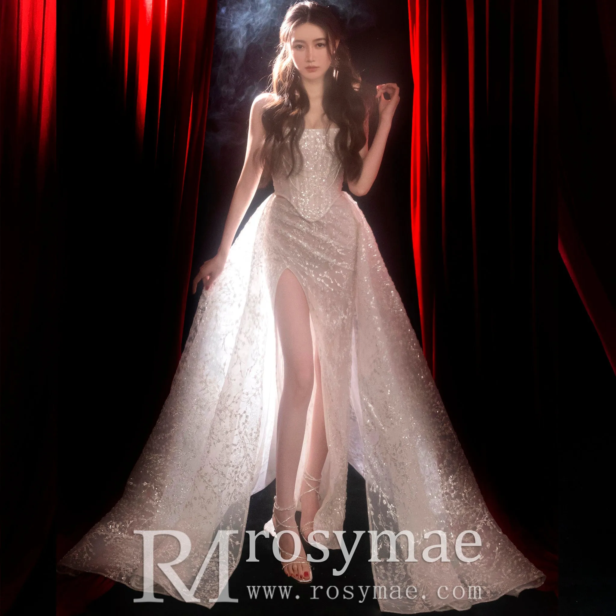 Two Piece Wedding Dress with Detachable Overskirt