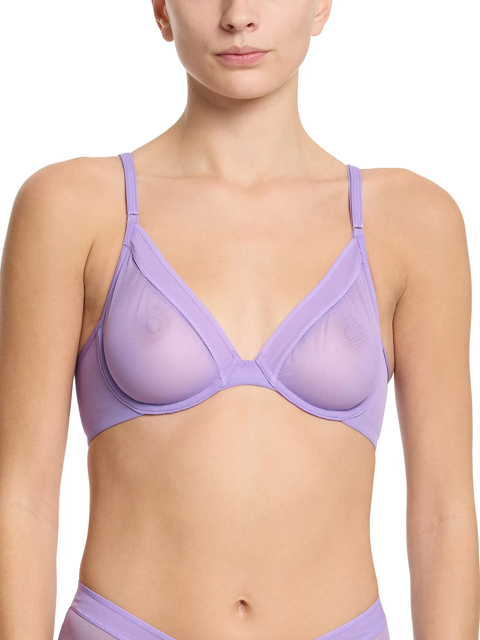 Unlined Mesh Underwire Bra Grape Juice Purple