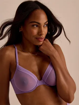 Unlined Mesh Underwire Bra Grape Juice Purple