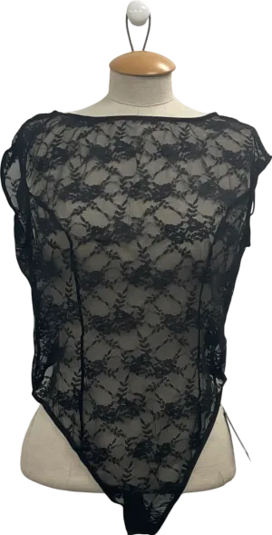 Urban Outfitters Black Out From Under Sheer Lace Bodysuit UK M