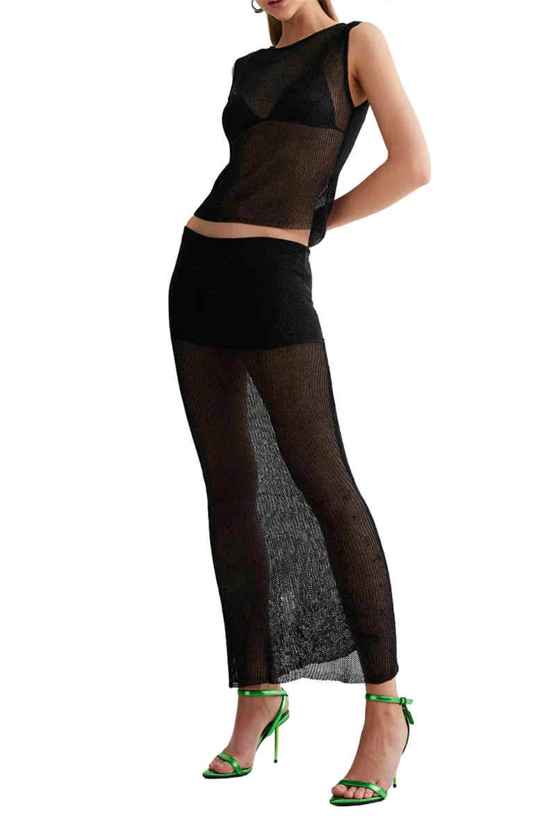 US3251 Sheer Tank and Skirt Set