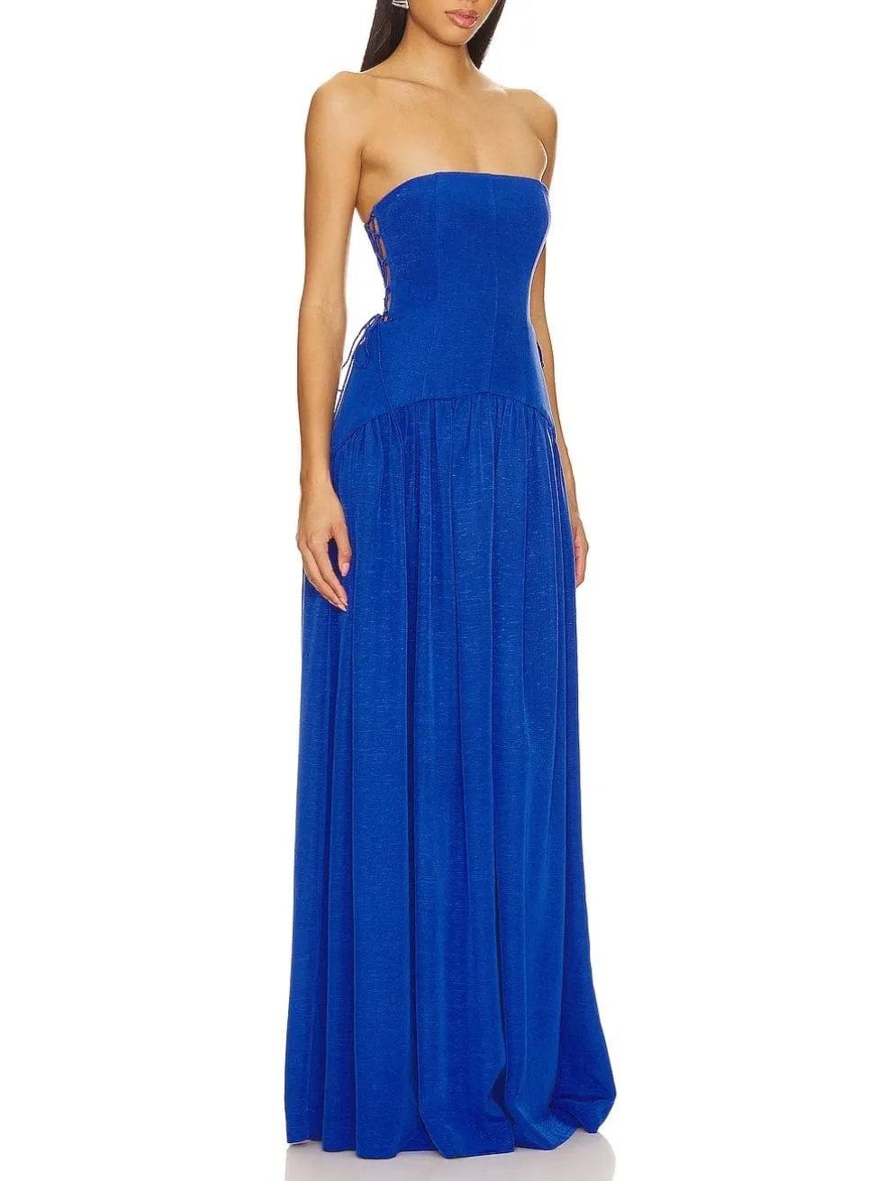 Vento Lace Up Strapless Dress