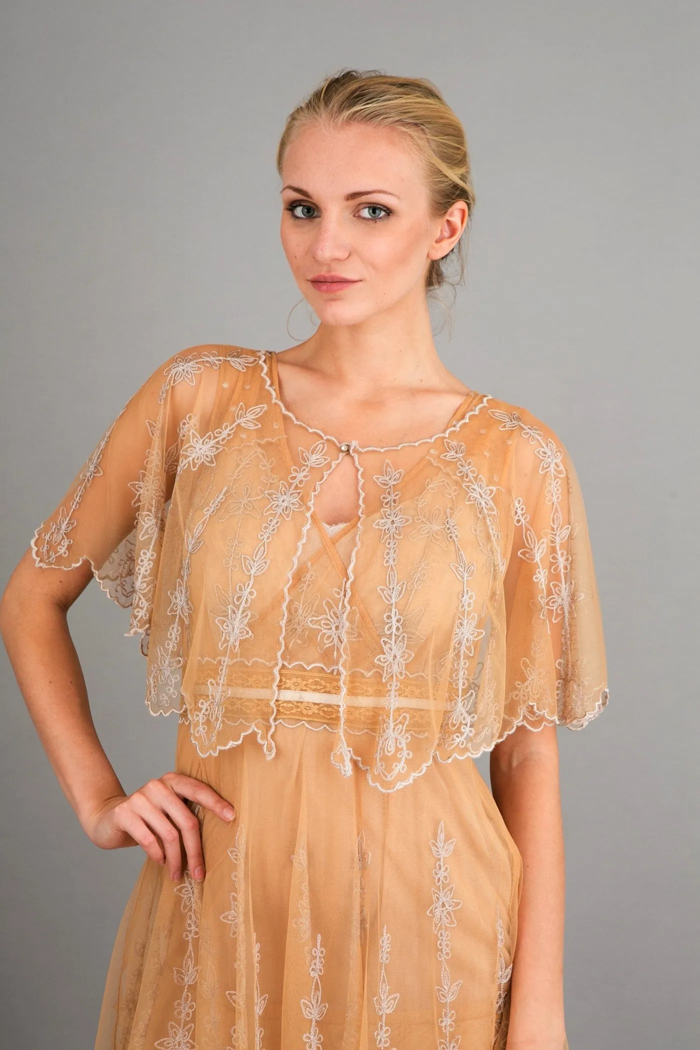 Vintage Inspired Embroidered Jacket in Gold by Nataya - SOLD OUT